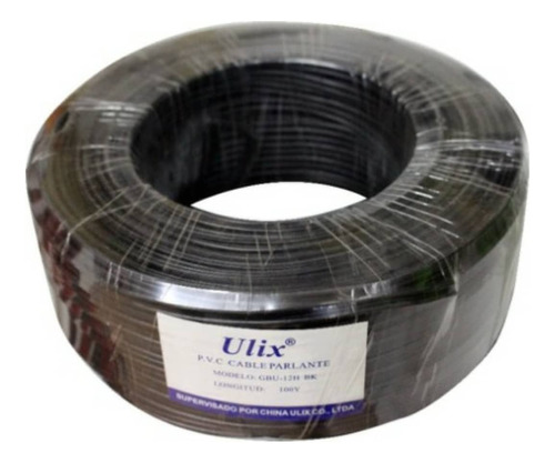 Cable Paralelo Parlante Awg Ulix Rollo 90mt 2 X 14h Negro