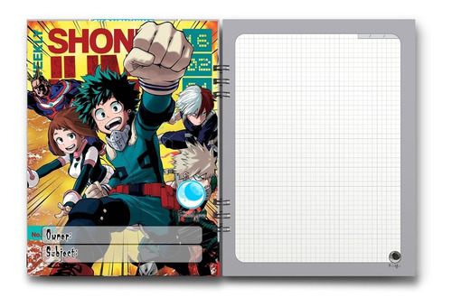 Imagen 2 de 7 de Cuaderno Anime Boku No Hero 15x20 Cms Media Carta 100 Hojas