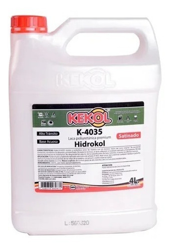 Imagen 1 de 4 de Hidrolaca Kekol K4035 Satinada Para Maderas Pisos 4 Lt