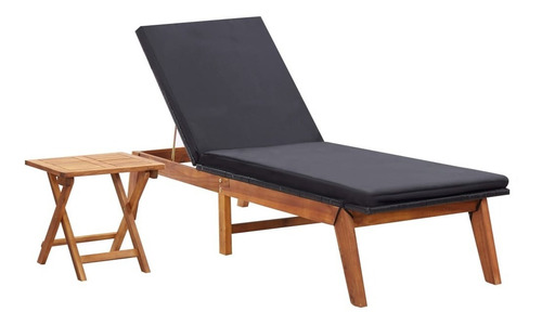 Camastro Con Mesa Polirratán Y Madera Maciza De Acacia