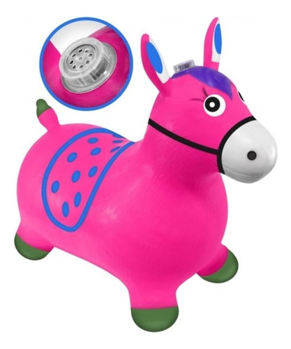 Cavalinho Upa Upa Brinquedo Infantil Pula Pula Som Pocotó Inmetro Burrinho Com Led Avant Distribuidora Cor Rosa