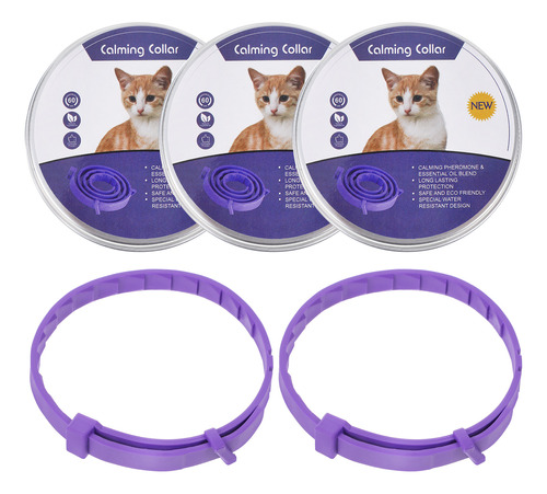 Collar Calmante Morado Para Gatos, Collar Ajustable Y Relaja