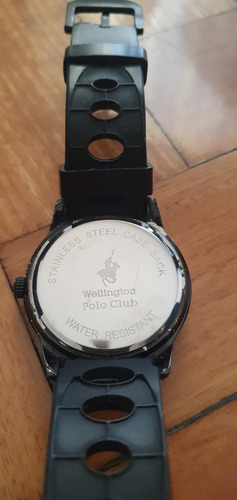 Reloj Wellington Polo Club De Hombre - Malla De Goma Negro Negro Blanco