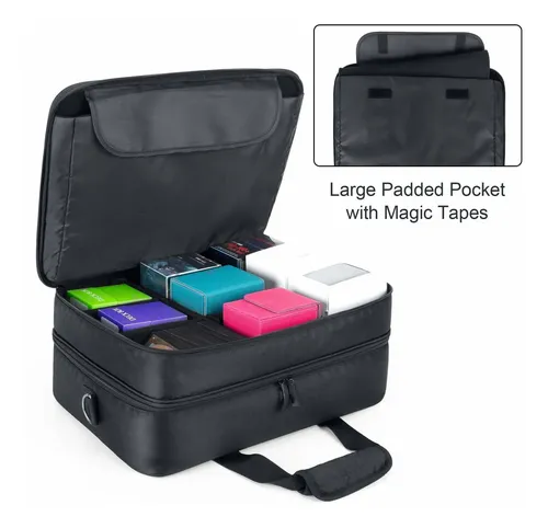 Estuche Portátil Para Cartas UNO, 2 Piezas Organizador Impermeable De EVA Con Cremallera 360° (Negro Y Plateado)