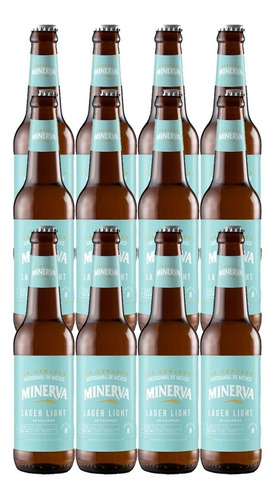 Pack De 12 Piezas Cerveza Minerva Lager Light Bt 355 Ml