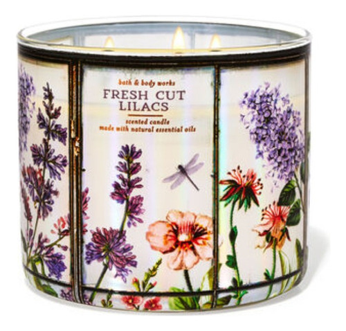 Bath And Body Works - Vela Grande 3 Mechas Color Lila Fragancia Fresh Cut Lilacs