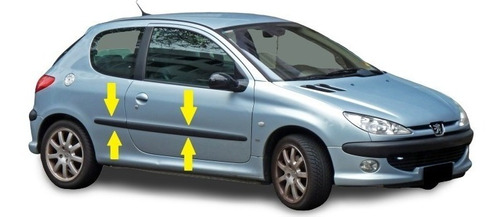 Peugeot 206 3p Baguetas Laterales Negras Rapinese 4 Pzs. Xxz