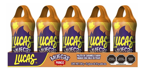 Lucas Muecas Paleta De Caramelo Sabor Mango10pz 240g