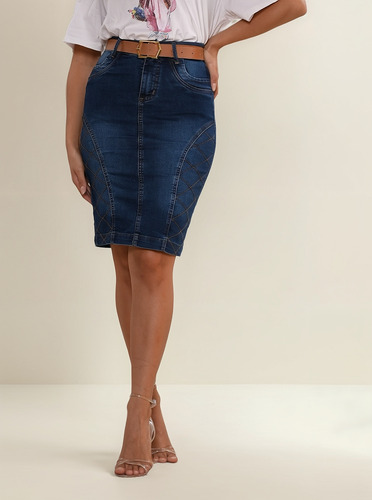 Saia Jeans Evangélica Com Elastano Anagrom Zigzag Gold039