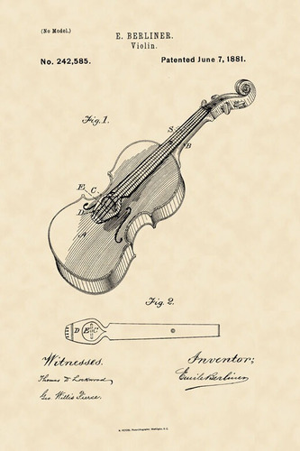 Poster Retrô Berliner Violin 1881 Design Decor 33 Cm X 48 Cm