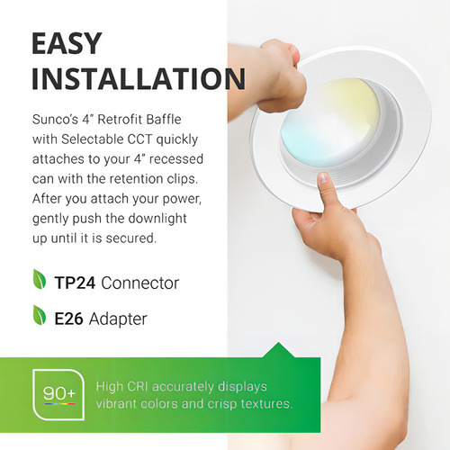 Luces Led Empotrables 4 Pulgadas,sunco Lighting (paquete 24) Color 5 Quilates En Uno (27 K, 3 K, 35 K, 4 K, 5 K)
