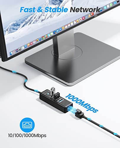 Orico Usb Hub Ethernet 4 Puertos, Adaptador Gigabit Usb 3.0