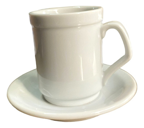 Taza De Cafe Americano Plato X 6 Mod. 450 Tsuji Blanco Gastronomico Sello Primera Calidad