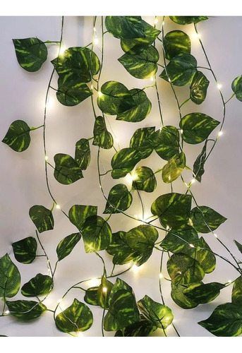 Guirnalda De Hojas Mini Hiedra Con Luz Luces Led Cálido 2