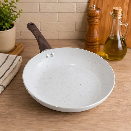 Frigideira Cerâmica Indução Antiaderente Creme 20cm Sem Oléo Creme