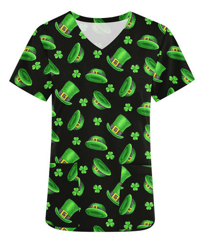 Camiseta P Para Mujer, Manga Corta, Cuello En V, Uniforme De