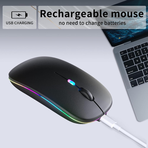 Kanmabpc Ratón Bluetooth Inalámbrico, Led Recargable Dual...