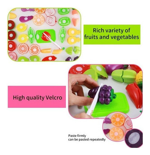 Juguete De Comida Para Niños, Frutas Y Verduras, Cortado Con