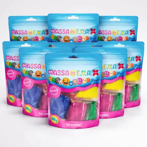 Kit 10 Pacotes Massinha De Eva Make+ 10 Cores Lembrancinha | MercadoLivre