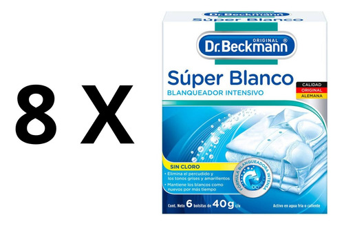 Blanqueador De Ropa Dr. Beckmann Súper Blanco 250gr X 8unds