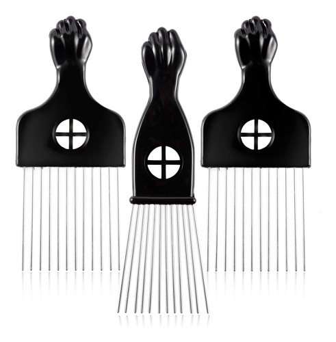 Paquete De 3 Púas De Metal Para El Cabello, Púa Afro De D.