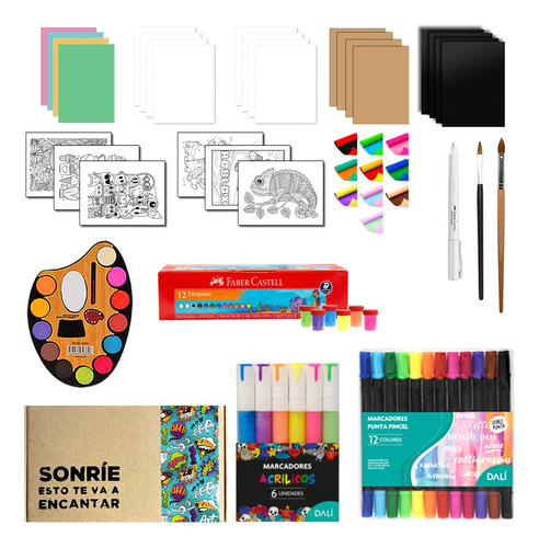 Art Box Pro +9 - Kit De Arte - Niño Niña Pinturas Hojas Etc