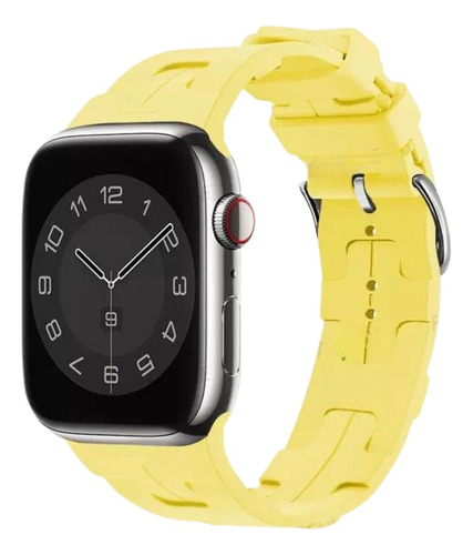 Pulseira Confortável Tratorada Para Apple Watch 42 44 45 49 Cor Amarelo Largura 20 Mm