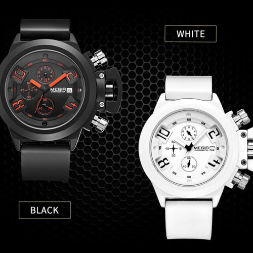 Reloj Megir 2002, Calendario Reloj Resistente Al Agua Color De La Correa Negro