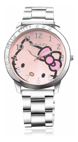 Reloj Hello Kitty Correa Acero Inoxidable Fondo Rosa