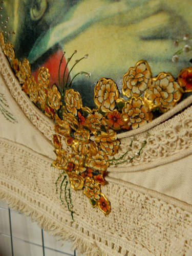 Imagem 5 de 10 de Arte Sacra Estampa Parede Bordado A Mão Nossa Senhora Jesus