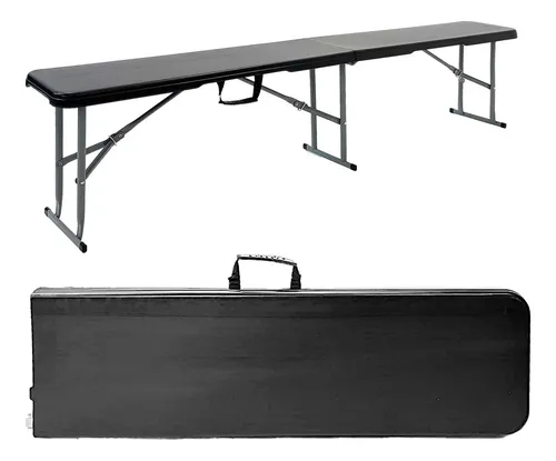 Mesa Plegable Picnic 180cm + 2 Bancos Plegables Garden Life Negro