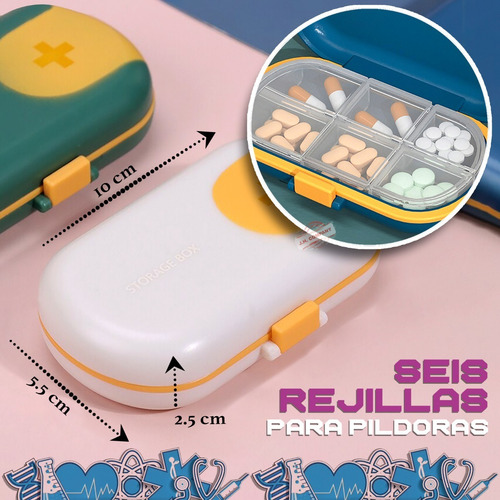 Imagen 2 de 8 de Pastillero Portatil Con Divisiones Organizador Mini 10158
