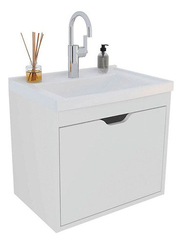 Mueble De Baño Con Lavamanos Graz Blanco Cantidad De Agujeros Para Grifería Un Agujero