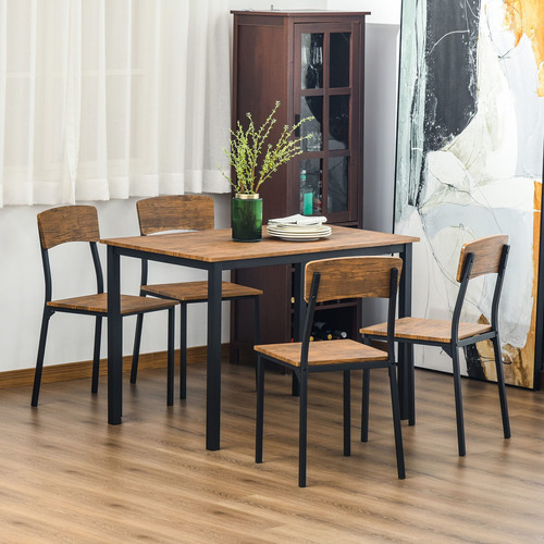 Set X 5 Piezas De Mesa Comedor Contemporánea Con 4 Sillas