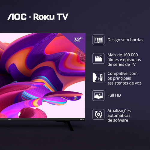 Smart Tv 32 Hd Roku Tv 32s5135/78g Preta Aoc Bivolt