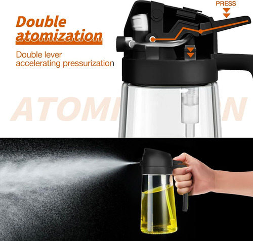 Dispensador Pulverizador De Aceite Bote De Vidrio,2 En 1