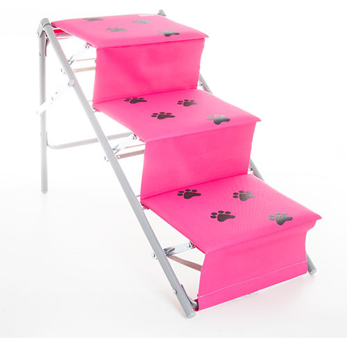 Escada Rampa Dobrável Para Cães E Gatos Tubline Rosa