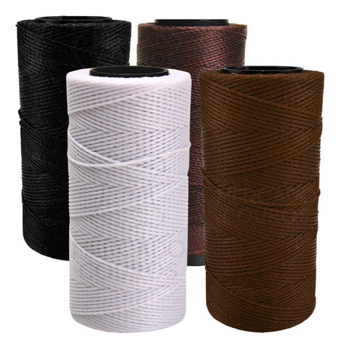 Kit 4 Linhas Cordão Encerado N°4 Costurar Bainha Couro 1mm