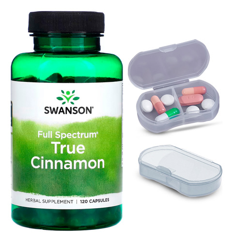 True Cinnamon Canela Ceilão Swanson 120 Caps +porta Cápsulas