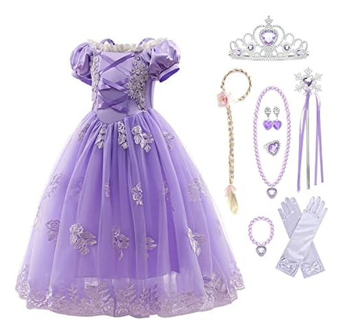 Hua Angel Vestidos De Princesa Para Niñas Puff Sleeve Fancy 