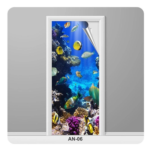 Adesivo Para Porta Animais Peixes Aquário Mar Decoração Me