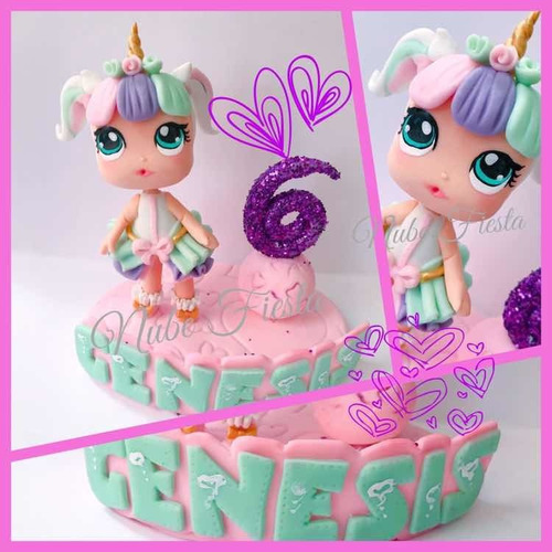 Cake Topper Loli Unicornio Vela Pasta Francesa Fiesta Niña
