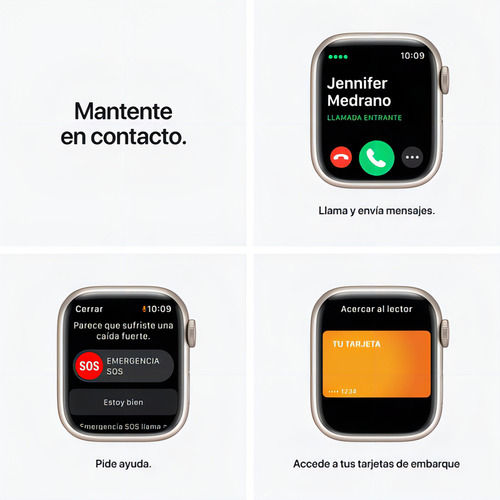 Apple Watch Series 7 (GPS + Cellular, 1.614") - Caja de aluminio color blanco estelar - Correa deportiva blanco estelar