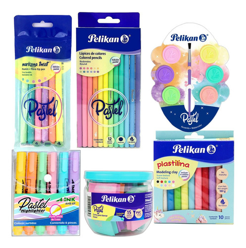 Regalo* + 12 Colores Pastel Pelikan + Plumones + Gomas Y Mas