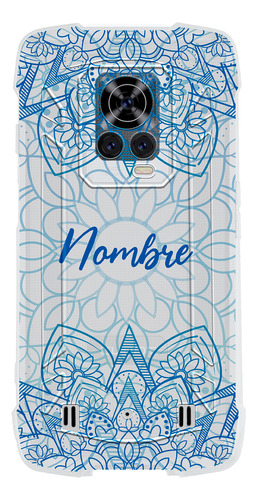 Funda Para Cubot Mandala Azul Personalizada Con Tu Nombre