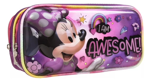 Lapicera Escolar Doble Cierre Ruz Disney Minnie Mimi Awes Color Rosa