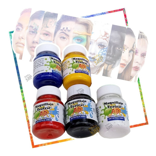 Set Pinturas Maquillaje Artistico Teatral Body Paint Pincel