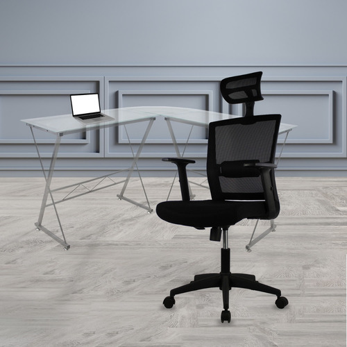 Silla Ejecutiva Mundo In Jm-318 Respaldo Tipo Mesh Cabecera Color Negro