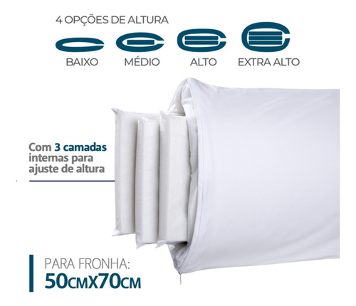Travesseiro Duoflex Altura Regulável Nasa Antiácaros 50x70
