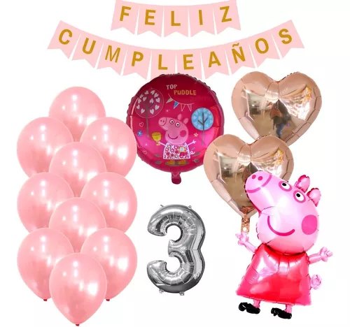 Combo Cumpleaños Kit Globos Peppa Pig Decoración